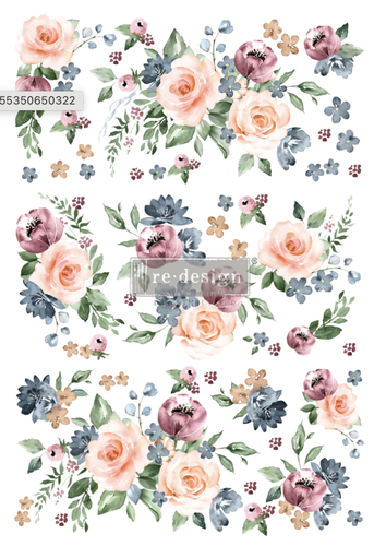 [655350650322] Redesign Décor Transfers® - Watercolor Bloom - 3 sheets, design size 60,96 cm x 88,90 cm