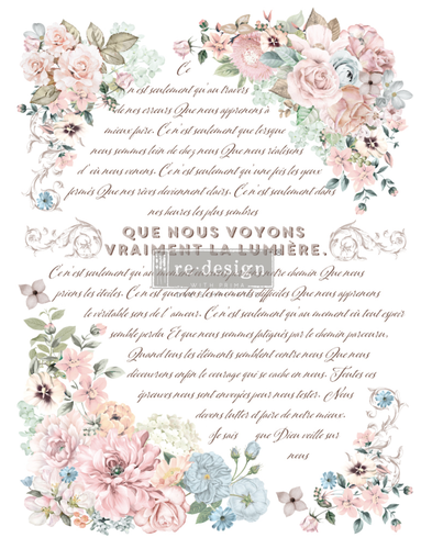 [655350649937] Redesign Décor Transfers® - Pure Light Floral - Total sheet size 60,96 cm x 88,90 cm, cut into 3 sheets
